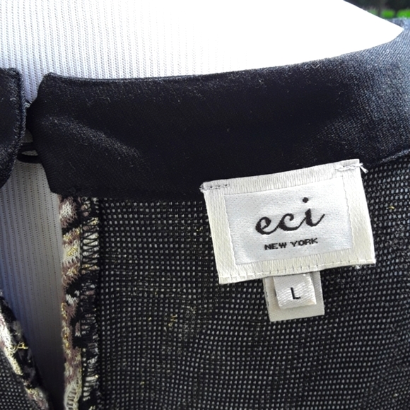 ECI NY BROCADE PAISLEY BLK/GOLD CROP TOP SZ L - Picture 6 of 6